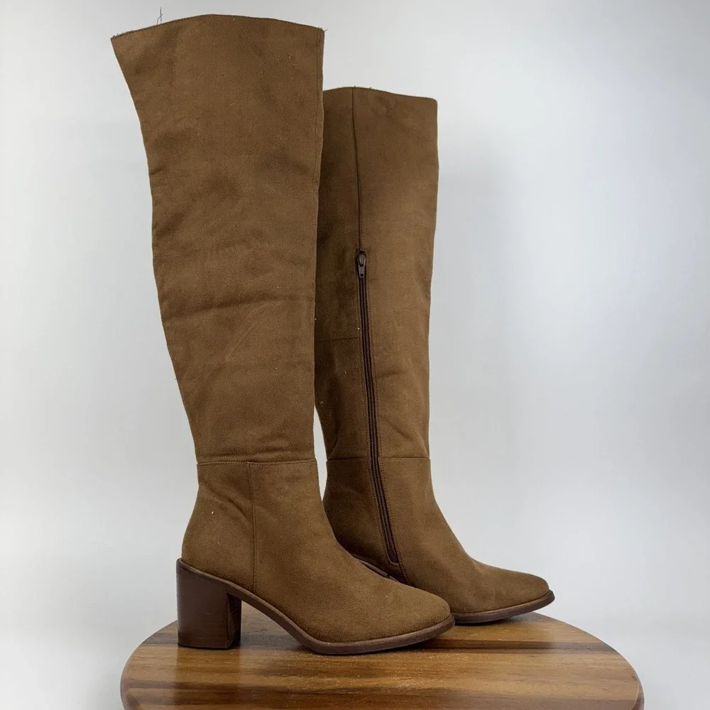 Womens Seychelles Paradise City Brown Faux Suede Over The Knee Boots Size 8 M